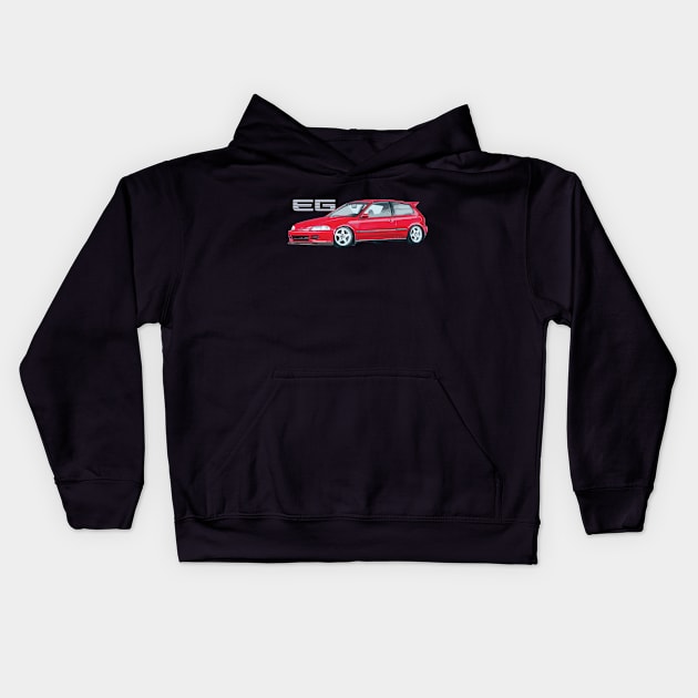 EG CIVIC HATCH Formula Red Kids Hoodie by cowtown_cowboy